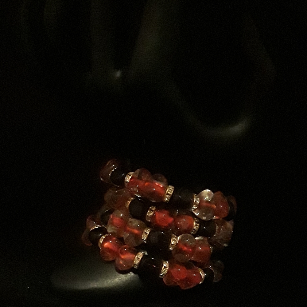 Quadruple glass bead wrap bracelet.